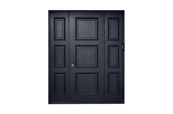 Black Metal Entrance Door White Isolate — Stock Photo, Image