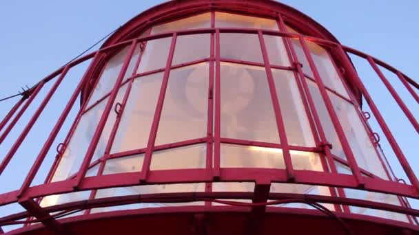 Images Vidéo Rapprochées Haut Phare Avec Mécanisme Rotation Lampe Action — Video