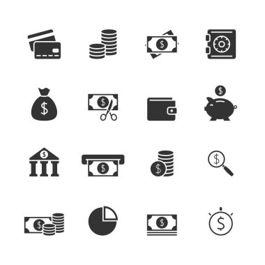 Finans blak Icons set
