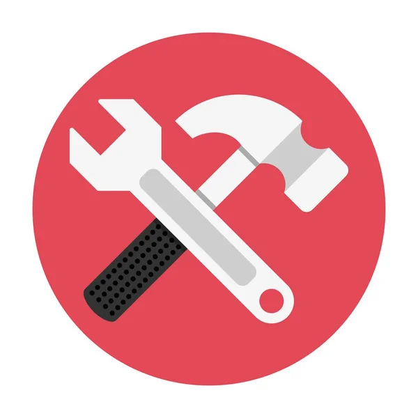 Schraubenschlüssel und Hammer flach — Stockvektor