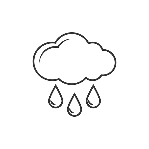 Nuvem com ícone de contorno de chuva — Vetor de Stock