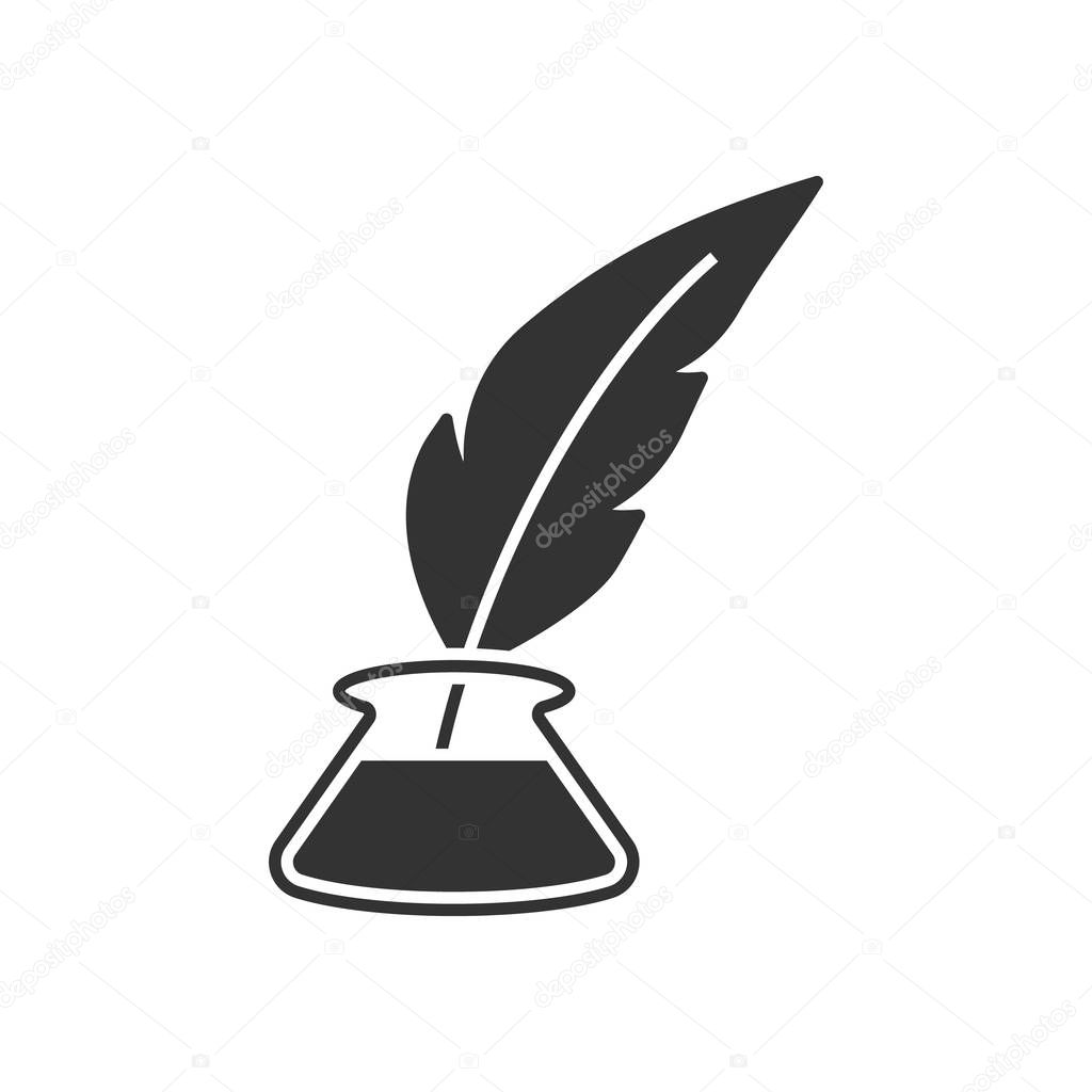 Inkwell with feather pen icon