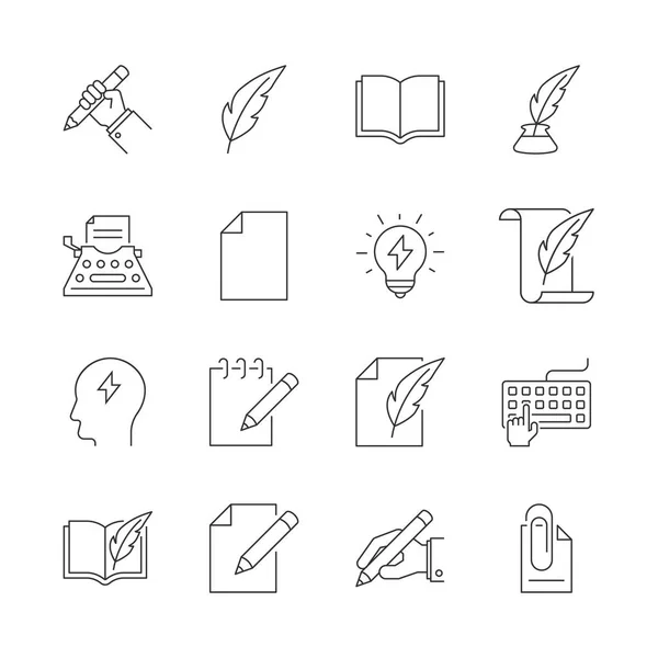 Copywriting outline icons — Stock Vector