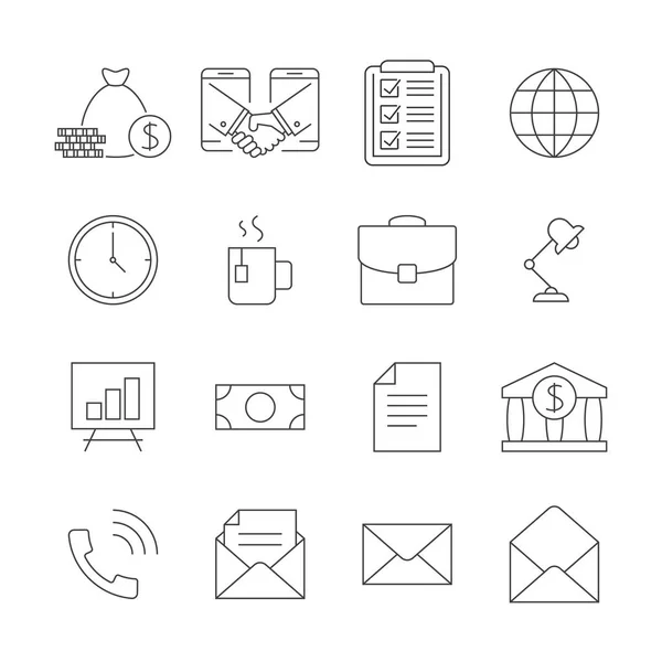 Business outline icons set — Stock Vector