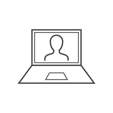 Dizüstü bilgisayar ekranındaki adam