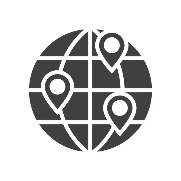 Location on globe black icon — Stock Vector