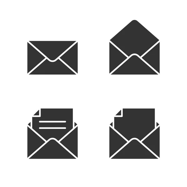 Mail black icons set on white — Stock Vector