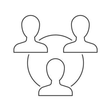 Beyaz üzerinde takım çalışması anahat simgesi