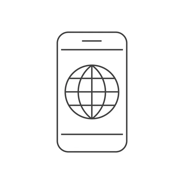 Smartphone with globe inside icon — Stock Vector
