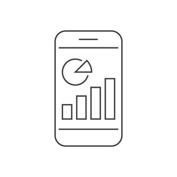 Statistieken op smartpfone Schermcontour icoon — Stockvector