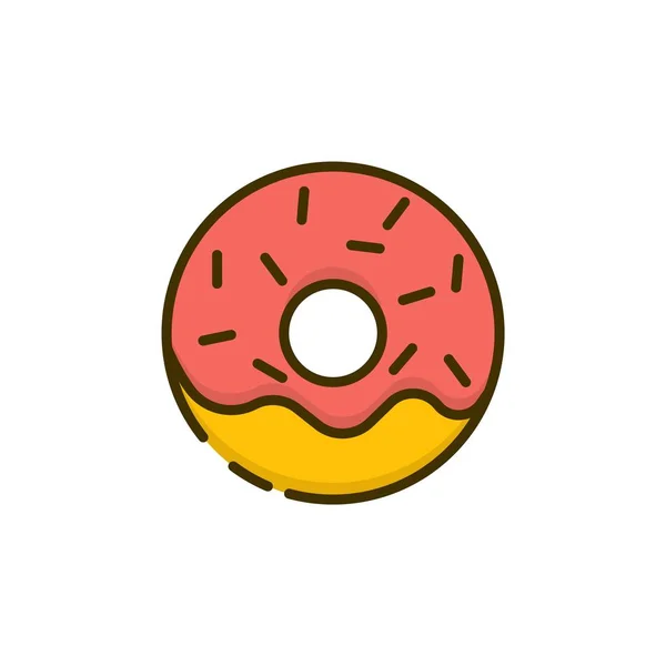 Donut esboço ícone de cor. Lanche de sobremesa —  Vetores de Stock