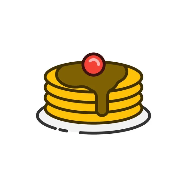 Pancake yığını renk anahat simgesi — Stok Vektör