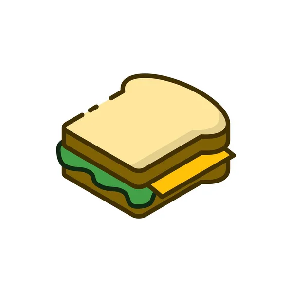 Icône contour sandwich sur blanc — Image vectorielle