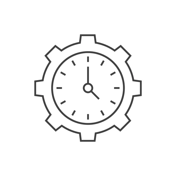 Time management outline icon. Clock inside gear — Stock Vector