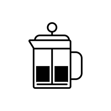 Beyaz bacground Fransız basın pot siyah simgesi