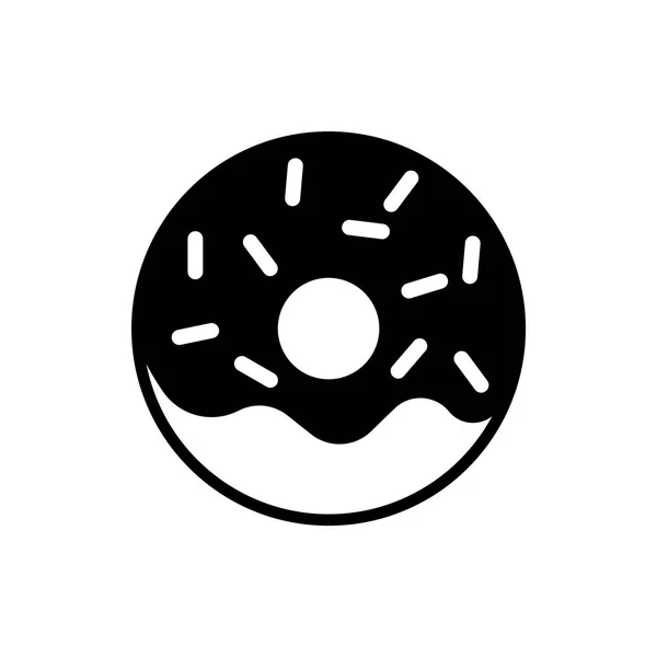 Donut icono negro sobre fondo blanco. Alimento dulce — Archivo Imágenes Vectoriales