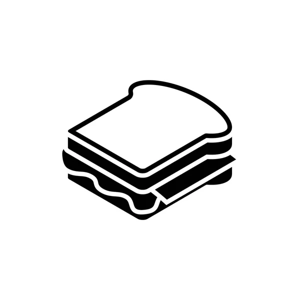 Beyaz arka plan üzerinde Sandviç siyah simgesi. Fastfood illüstrasyon — Stok Vektör