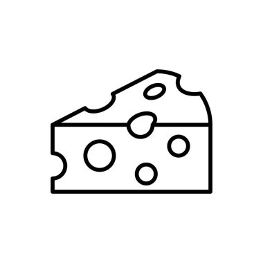Beyaz arka planda peynir anahat simgesi. Peynir parçası