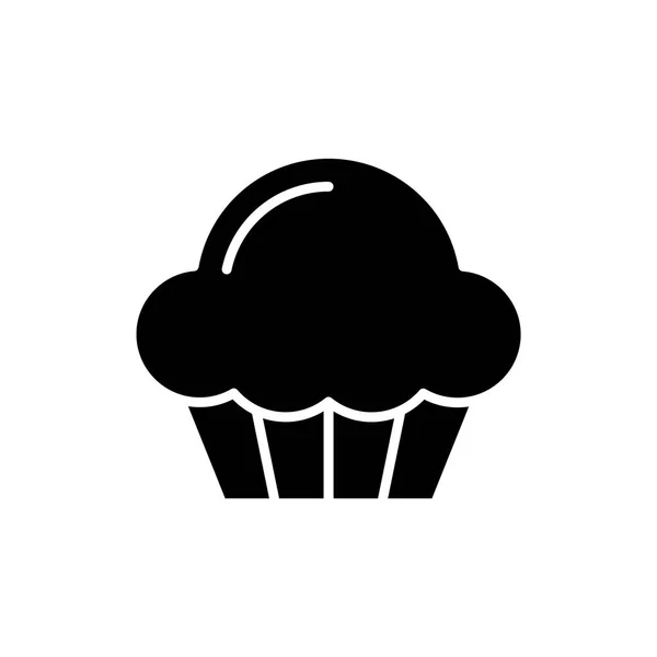 Cupcake ícone preto no fundo branco. Ícone de bolinho —  Vetores de Stock