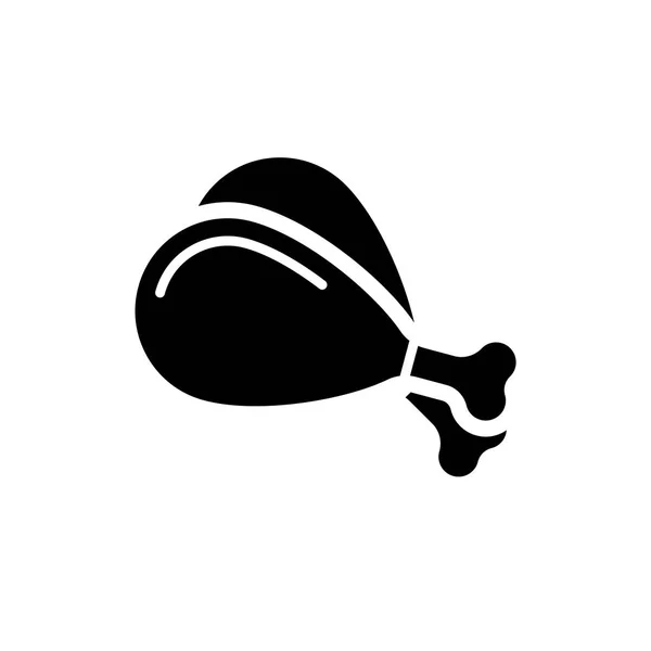 Chicken leg black icon on white background — Stock Vector