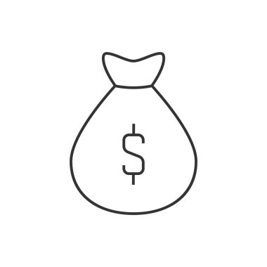 Beyaz arka planda para anahat simgesi Çuval