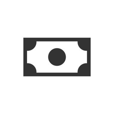 Beyaz arka plan üzerinde banknot siyah simgesi. Para simgesi