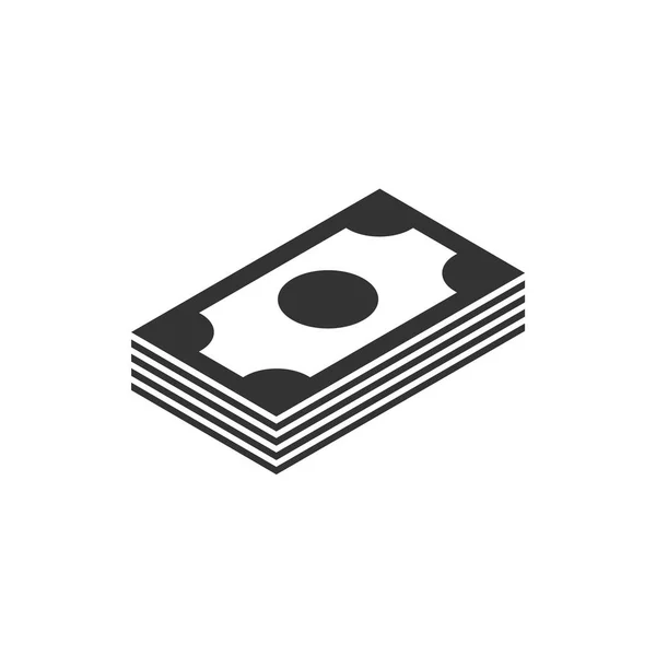 Money stack zwart pictogram op witte achtergrond — Stockvector