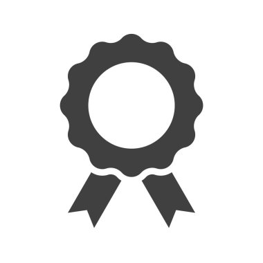 Beyaz arka planda başarı rozeti siyah simgesi