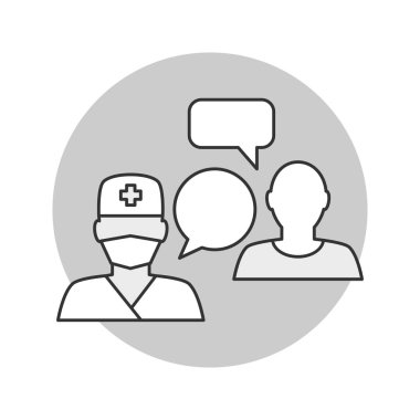 Tıbbi konsültasyon anahat vektör iilustration. Doktor ve hasta