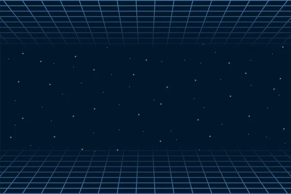 Horizontal matrix grid in space. Futuristic background — Stock Vector