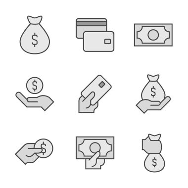 Para çizgisi simgeleri griye boyanmıştır. Para kavramı