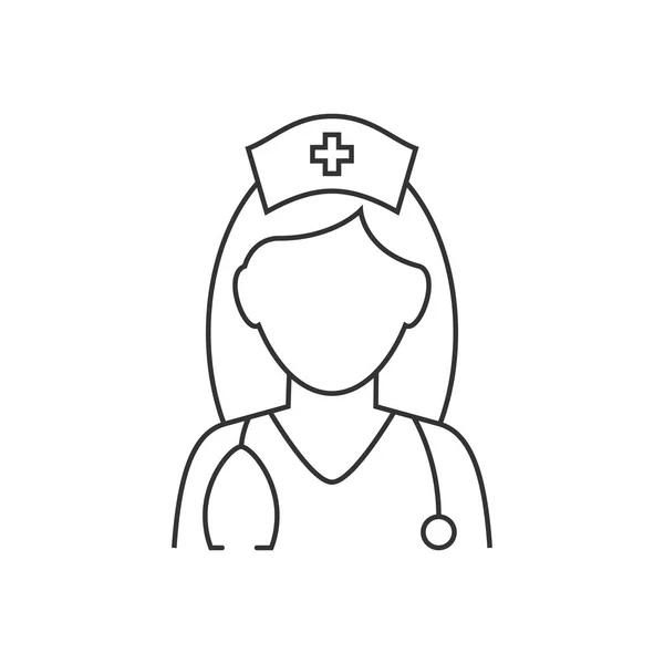 Nurse avatar sztetoszkóp vonal ikon fehér háttér. Szerkeszthető körvonal — Stock Vector