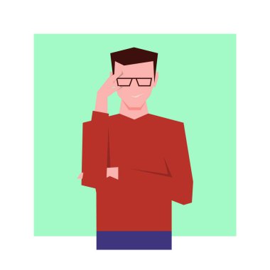 Kibirli işadamı gözlüklerden bakıyor. Vektör çizimi