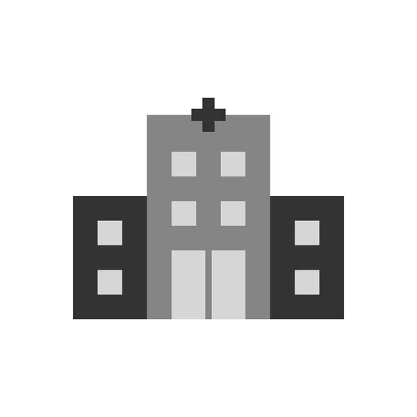 Clínica edificio icono gris sobre fondo blanco — Vector de stock