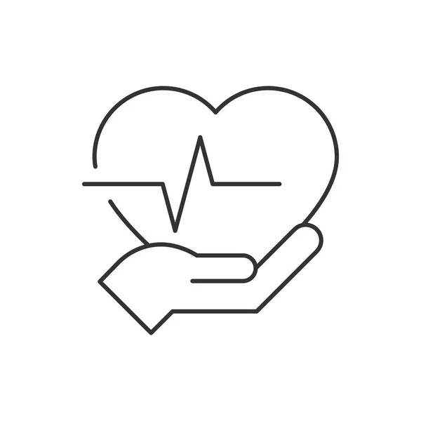 Herz mit Puls auf Handliniensymbol auf weißem Hintergrund. editierbarer Schlaganfall — Stockvektor