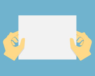 Boş reklam kartı tutan insan elleri. Vektör ilustration