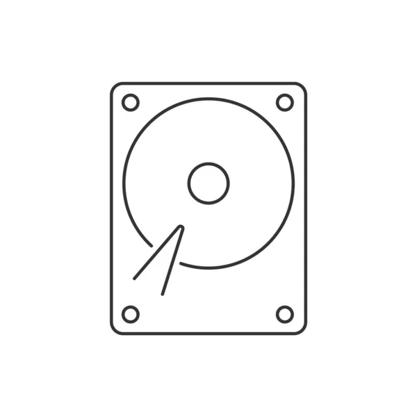 Harde schijf lineair pictogram op witte achtergrond — Stockvector