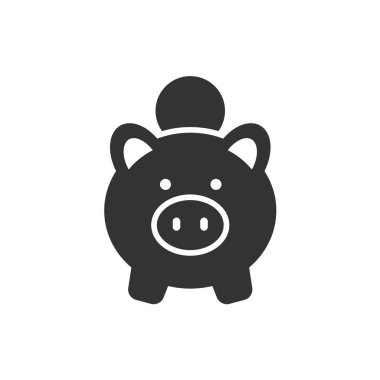 Beyaz arkaplana siyah domuz kumbarasına para koy