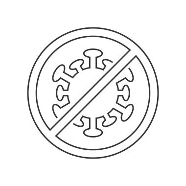 Beyaz arkaplanda koronavirüsü durdur doğrusal simge imzala