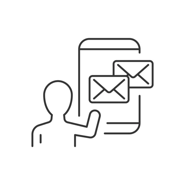 Beyaz arkaplanda doğrusal e- posta pazarlama simgesi — Stok Vektör