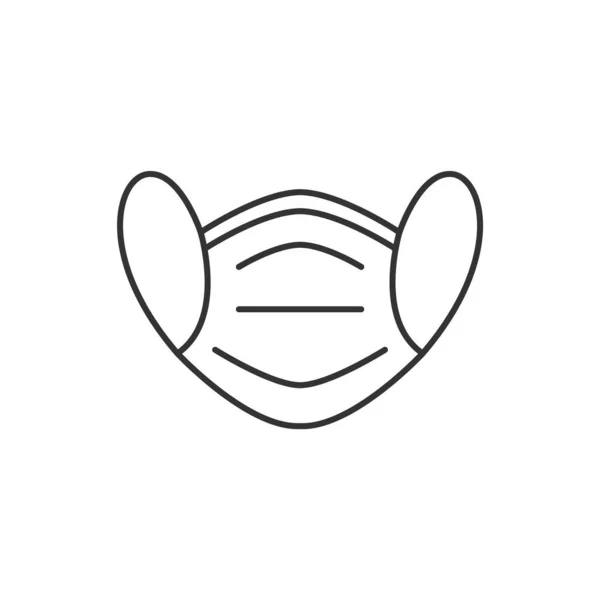 白い背景に保護面マスク線形アイコン — ストックベクタ