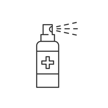 Beyaz arkaplanda antiseptik sprey doğrusal simgesi