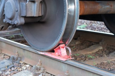 Demiryolu Spicy. Tekerlek tren. Park yerinde tren.