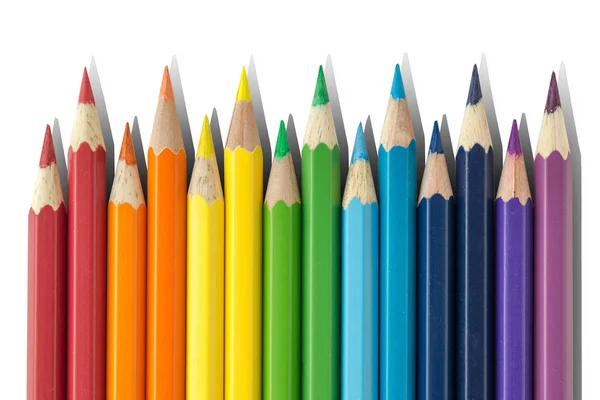 準備ができて鉛筆 シャープ 手動の鉛筆色鉛筆のシリーズ多くの色の鉛筆 木製の鉛筆で描画 — ストック写真