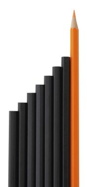 Kendinizi diğerlerinden turuncu farklı ve siyah kalem, basit siyah karanashi, farklı, rakamlar beyaz zemin üzerine kalemler