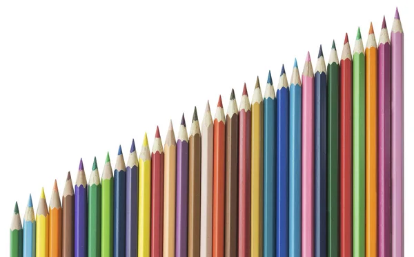 Eine Reihe Von Buntstiften Zeichenstiften Fertige Bleistifte Manuelles Anspitzen Viele — Stockfoto