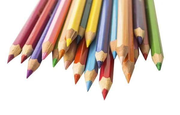 Színes Kihegyezett Ceruzák Kreativitásukat Fából Készült Ceruza Rajz Fehér Háttér — Stock Fotó