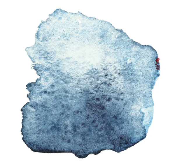 Blå Grå Akvarell Fläcken Med Blå Stänk Vit Bakgrund — Stockfoto