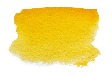 Beyaz bir arka plan üzerinde kare parlak sarı sulu boya leke.