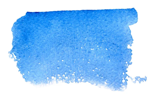 Mancha Retangular Azul Brilhante Pintada Aquarela Sobre Fundo Branco — Fotografia de Stock